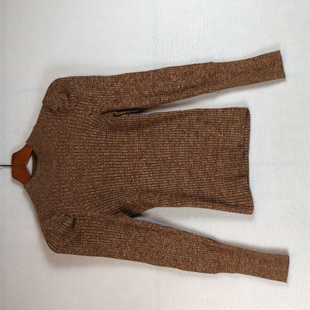 Who What Wear Stretch Ribbed Autumn Puff Sleeve Sweater XS